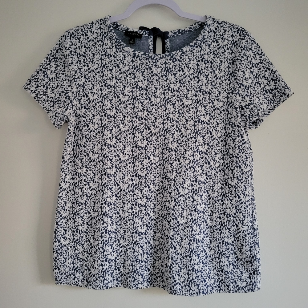 Talbots Floral Pattern Blouse Blue Top Size S